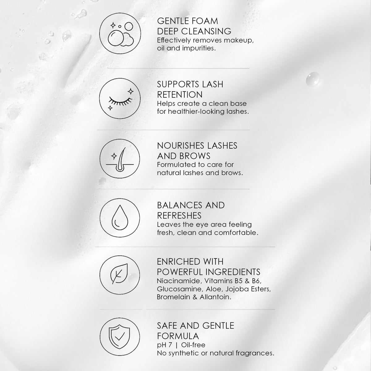 Gentle Lash & Brow Foaming Cleanser (50ml) + FREE Brush